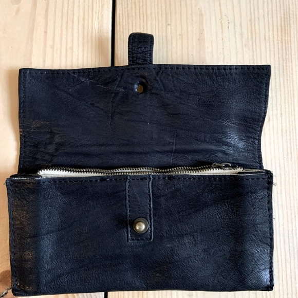 Topshop , black leather and linen slim wallet - Picture 5 of 11